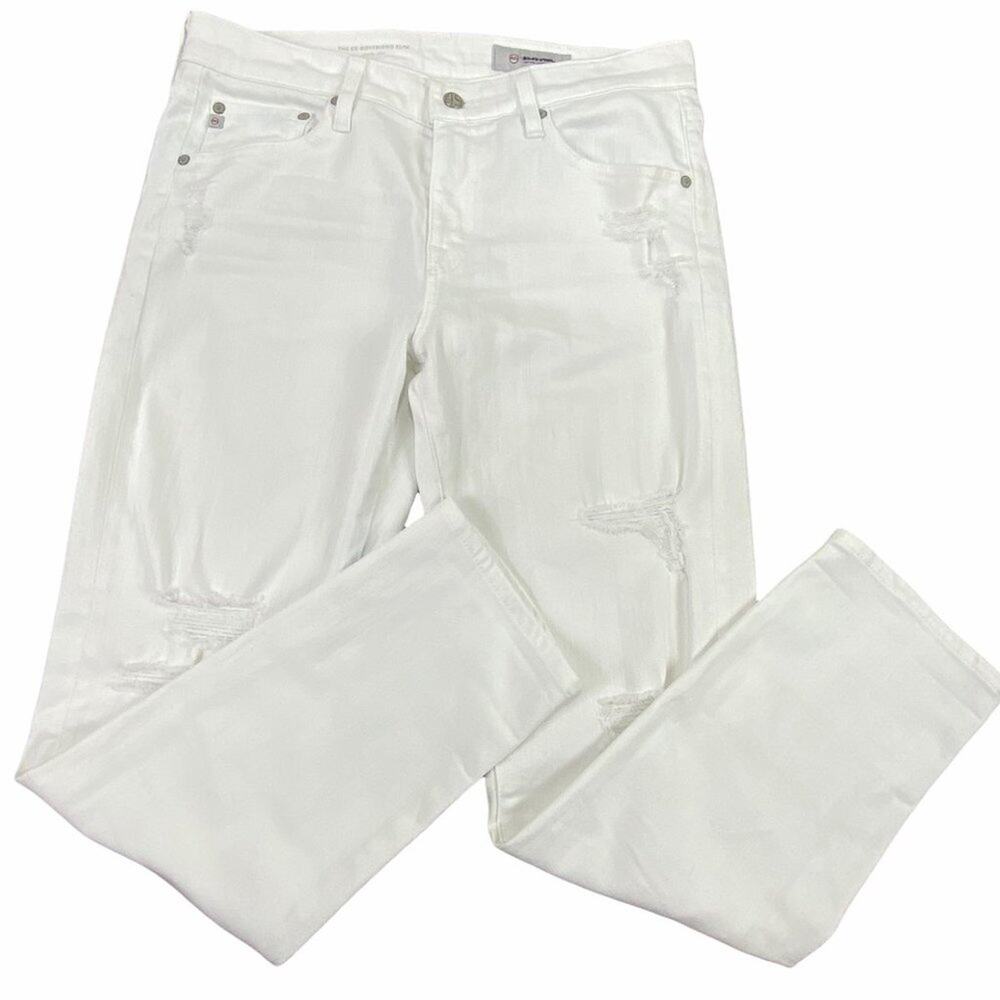Adriano Goldschmied Ex-Boyfriend Distressed Slouchy Denim Jeans Size 28R White